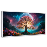 Cuadros Decorativos Canvas Revolution | Nocturno Floral | Panoramico | Portada | Marco Blanco