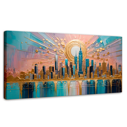Cuadros Decorativos Canvas Revolution | Nueva York Dorada | Panoramico | Portada | Marco SinMarco