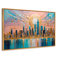 Cuadros Decorativos Canvas Revolution | Nueva York Dorada | Rectangular | Portada | Marco Madera