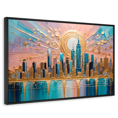 Cuadros Decorativos Canvas Revolution | Nueva York Dorada | Rectangular | Portada | Marco Negro