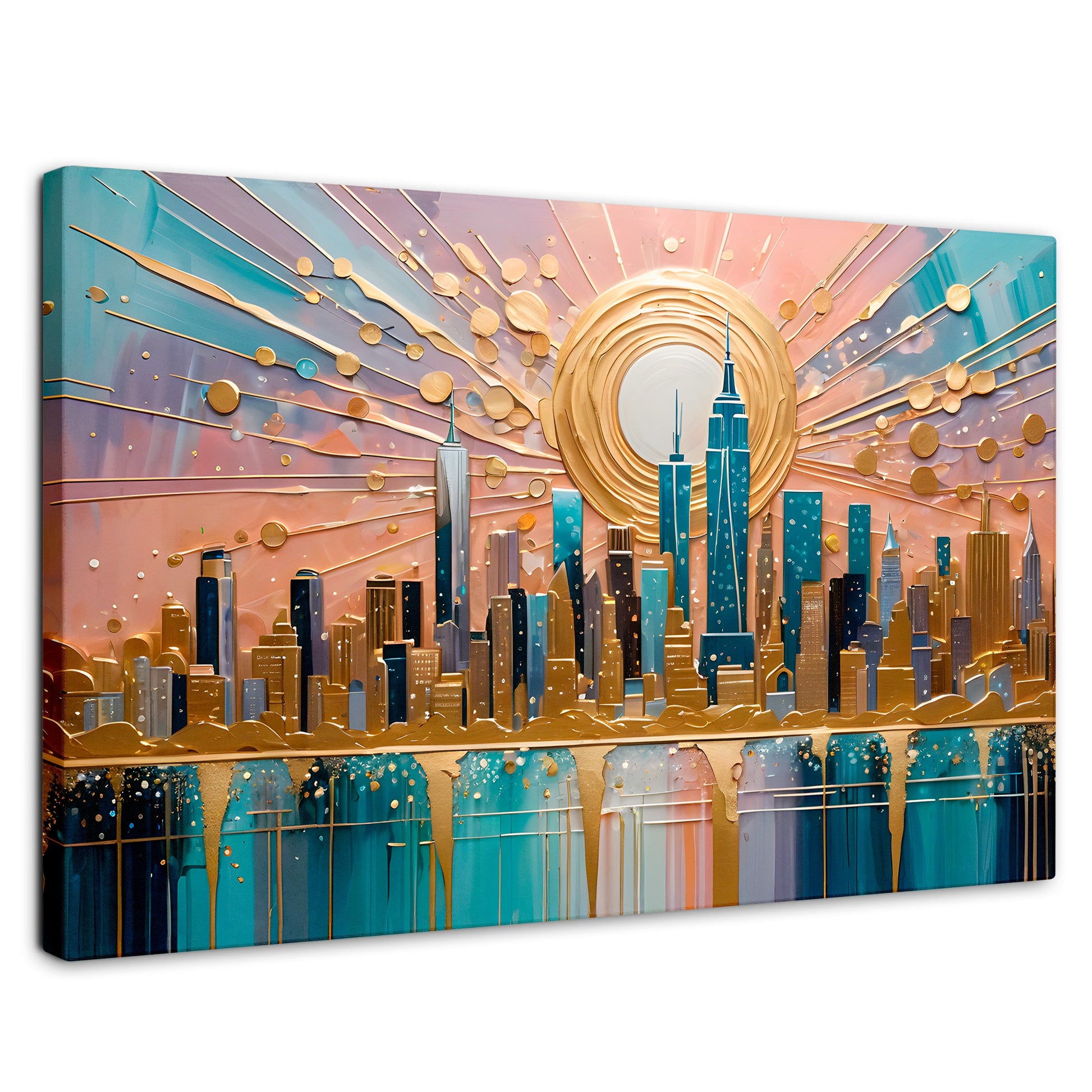 Cuadros Decorativos Canvas Revolution | Nueva York Dorada | Rectangular | Portada | Marco SinMarco