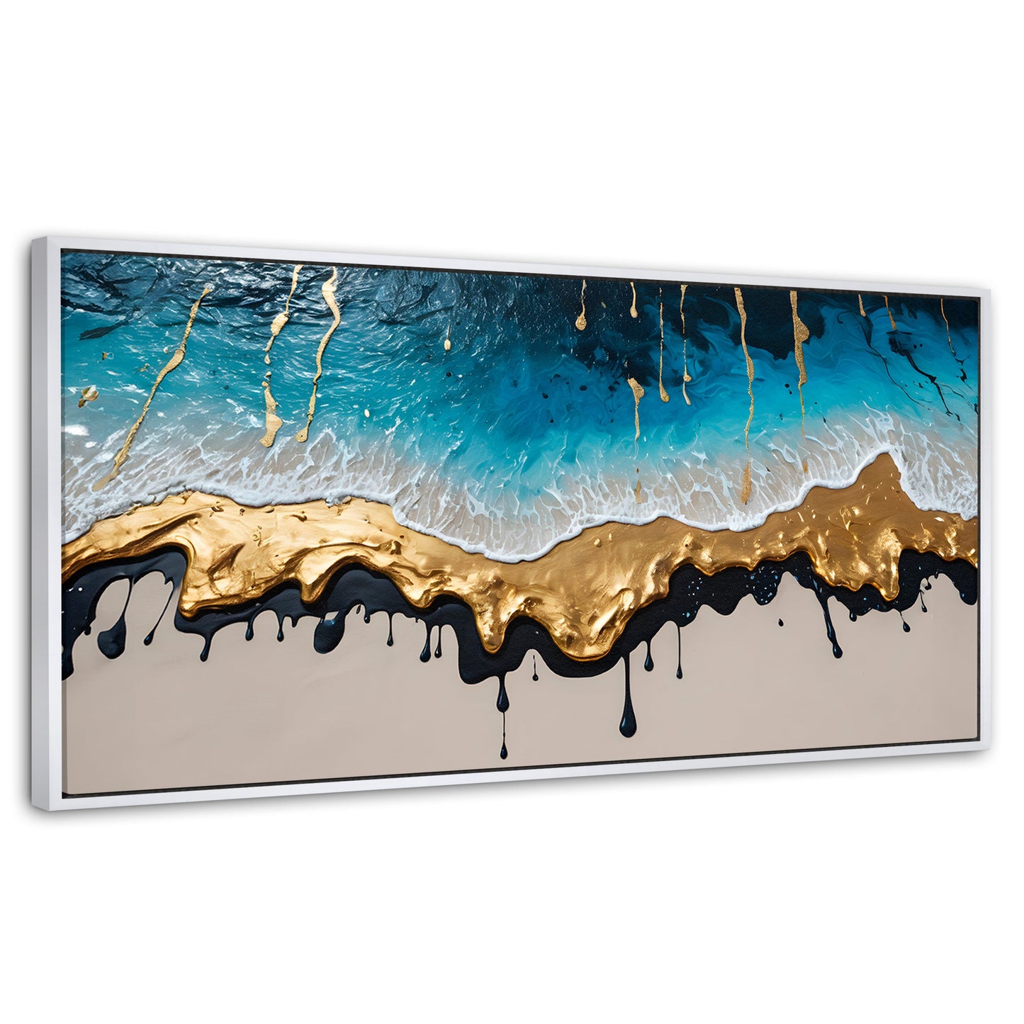 Cuadros Decorativos Canvas Revolution | Olas Azul Doradas | Panoramico | Portada