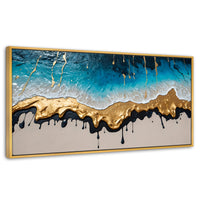 Cuadros Decorativos Canvas Revolution | Olas Azul Doradas | Panoramico | Portada