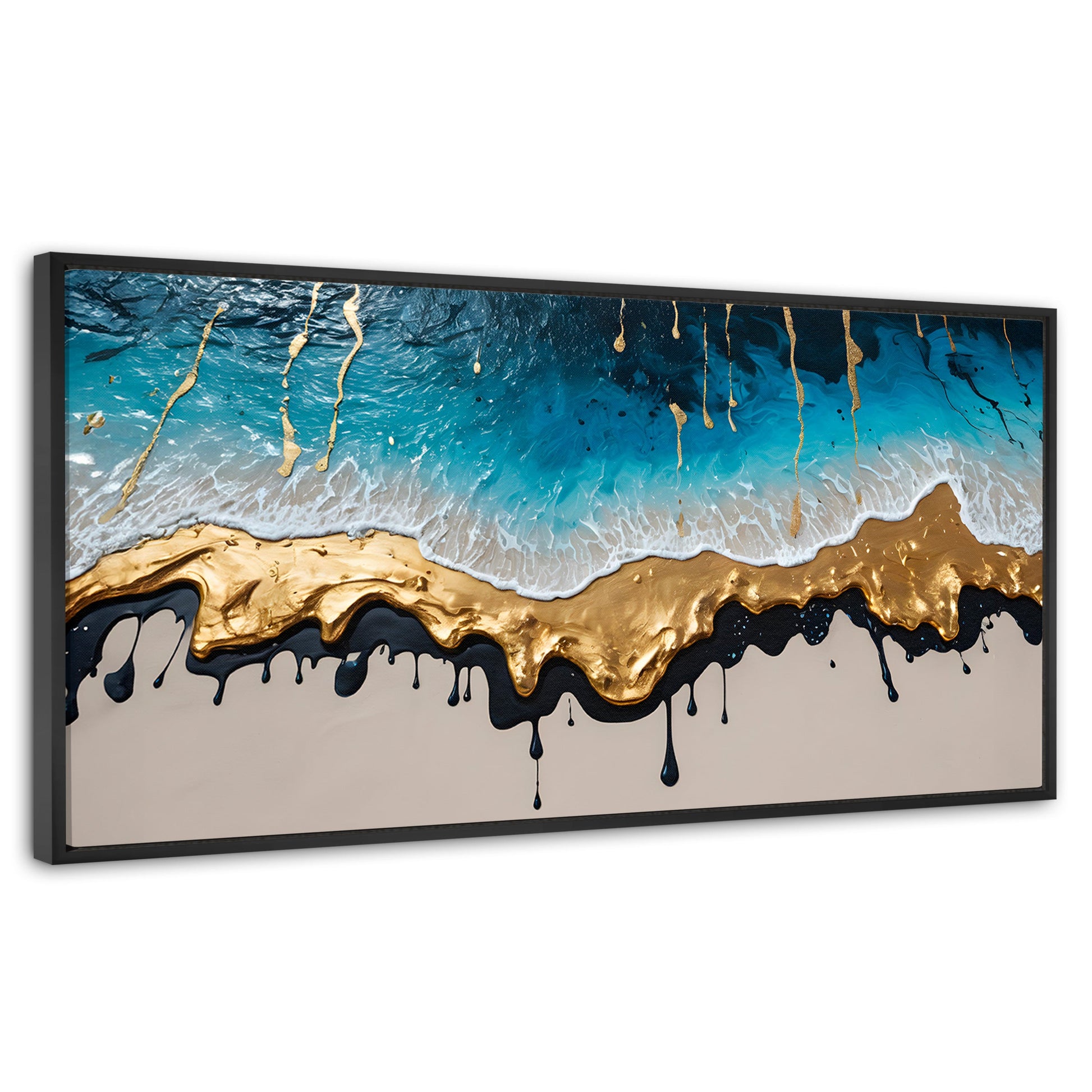 Cuadros Decorativos Canvas Revolution | Olas Azul Doradas | Panoramico | Portada