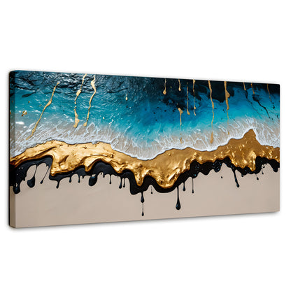 Cuadros Decorativos Canvas Revolution | Olas Azul Doradas | Panoramico | Portada