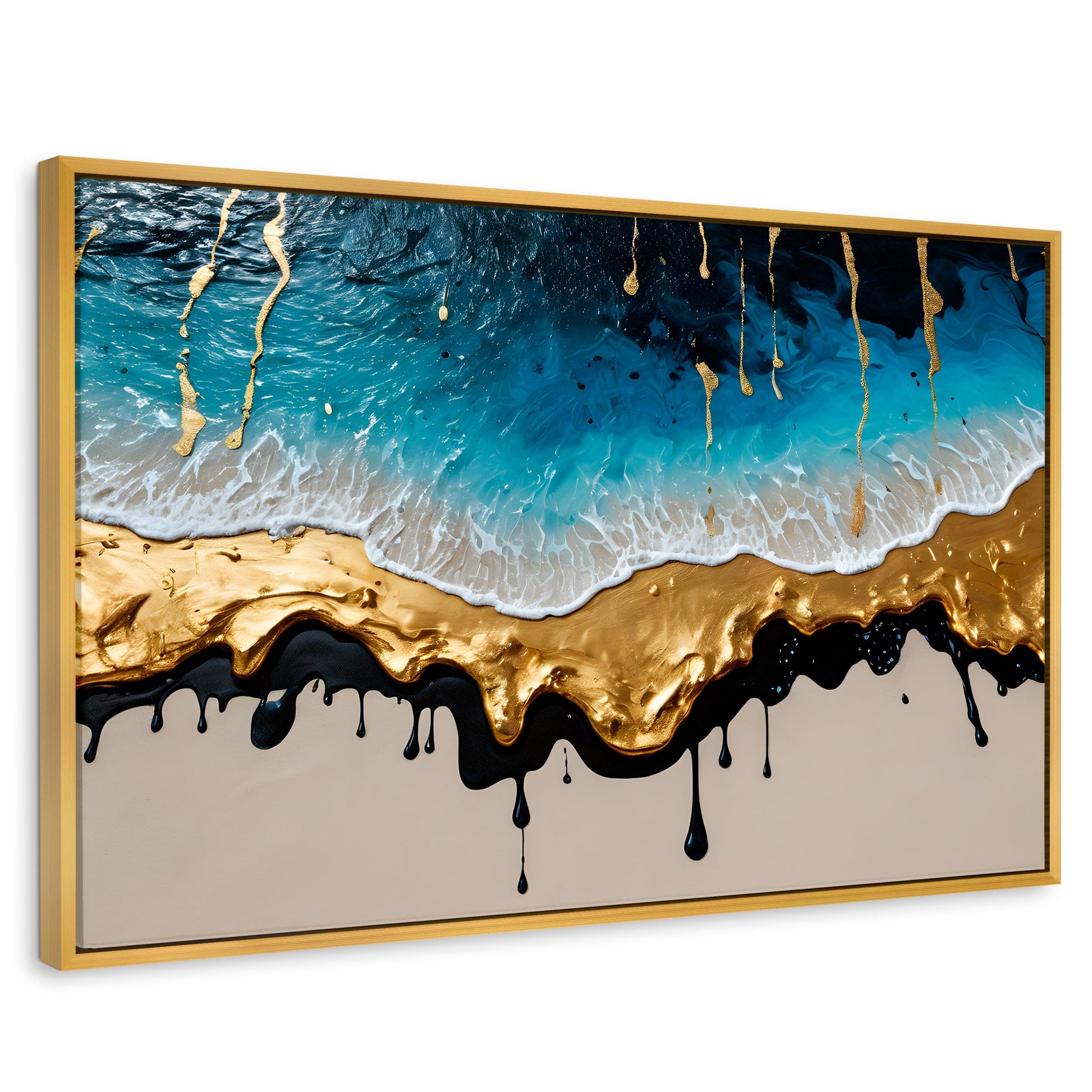 Cuadros Decorativos Canvas Revolution | Olas Azul Doradas | Rectangular | Portada