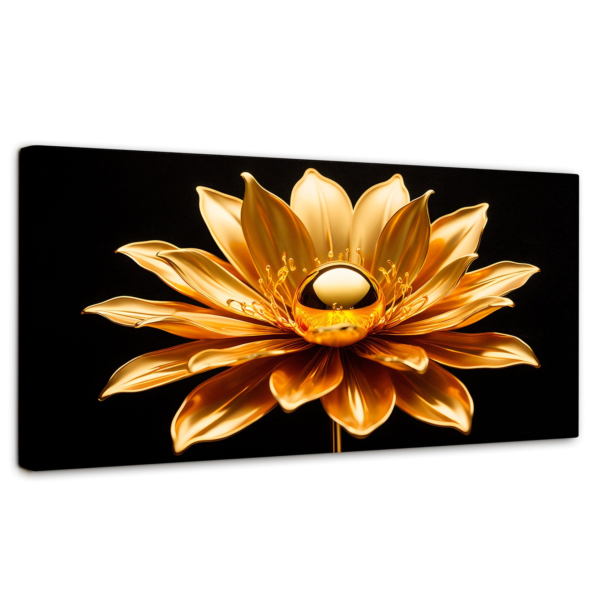 Cuadros Decorativos Canvas Revolution | Oro Flor Radiante | Panoramico | Portada | Marco SinMarco