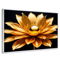 Cuadros Decorativos Canvas Revolution | Oro Flor Radiante | Rectangular | Portada | Marco Blanco