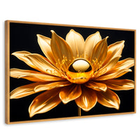 Cuadros Decorativos Canvas Revolution | Oro Flor Radiante | Rectangular | Portada | Marco Madera