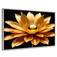 Cuadros Decorativos Canvas Revolution | Oro Flor Radiante | Rectangular | Portada | Marco Plateado