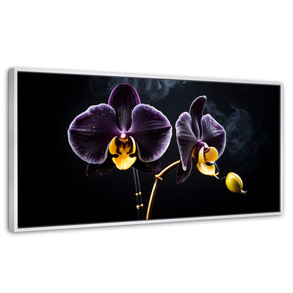 Cuadros Decorativos Canvas Revolution | Orquidea Bicolor | Panoramico | Portada | Marco Blanco