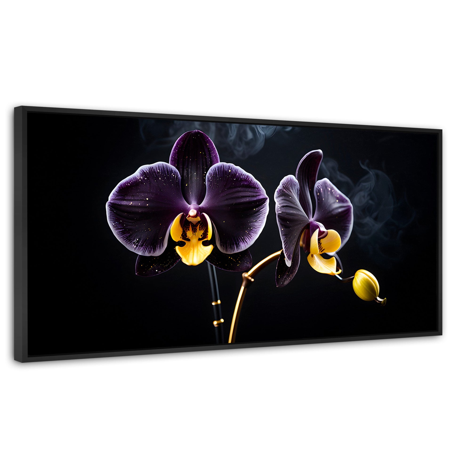 Cuadros Decorativos Canvas Revolution | Orquidea Bicolor | Panoramico | Portada | Marco Negro