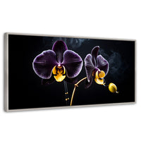 Cuadros Decorativos Canvas Revolution | Orquidea Bicolor | Panoramico | Portada | Marco Plateado