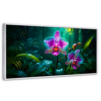 Cuadros Decorativos Canvas Revolution | Orquideas Vibrantes | Panoramico | Portada | Marco Blanco