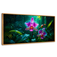 Cuadros Decorativos Canvas Revolution | Orquideas Vibrantes | Panoramico | Portada | Marco Madera