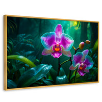 Cuadros Decorativos Canvas Revolution | Orquideas Vibrantes | Rectangular | Portada | Marco Dorado