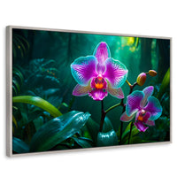 Cuadros Decorativos Canvas Revolution | Orquideas Vibrantes | Rectangular | Portada | Marco Plateado