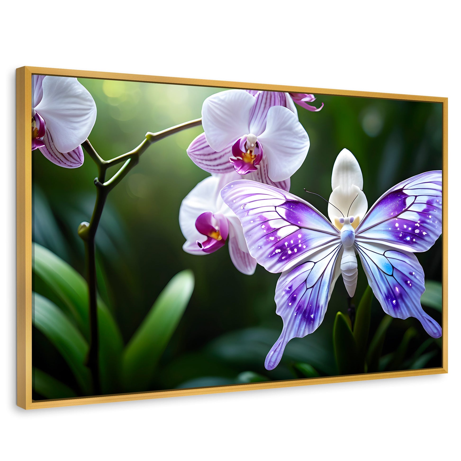 Cuadros Decorativos Canvas Revolution | Orquideas Y Alas | Rectangular | Portada | Marco Dorado