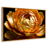 Cuadros Decorativos Canvas Revolution | Peonia Dorada Flor | Rectangular | Portada | Marco Madera