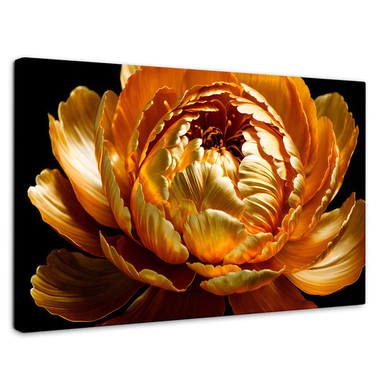 Cuadros Decorativos Canvas Revolution | Peonia Dorada Flor | Rectangular | Portada | Marco SinMarco