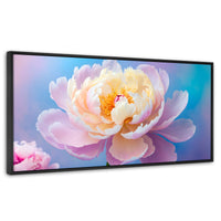 Cuadros Decorativos Canvas Revolution | Peonia Luz Eterna | Panoramico | Portada | Marco Negro