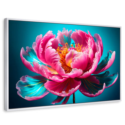 Cuadros Decorativos Canvas Revolution | Peonia Radiante | Rectangular | Portada | Marco Blanco