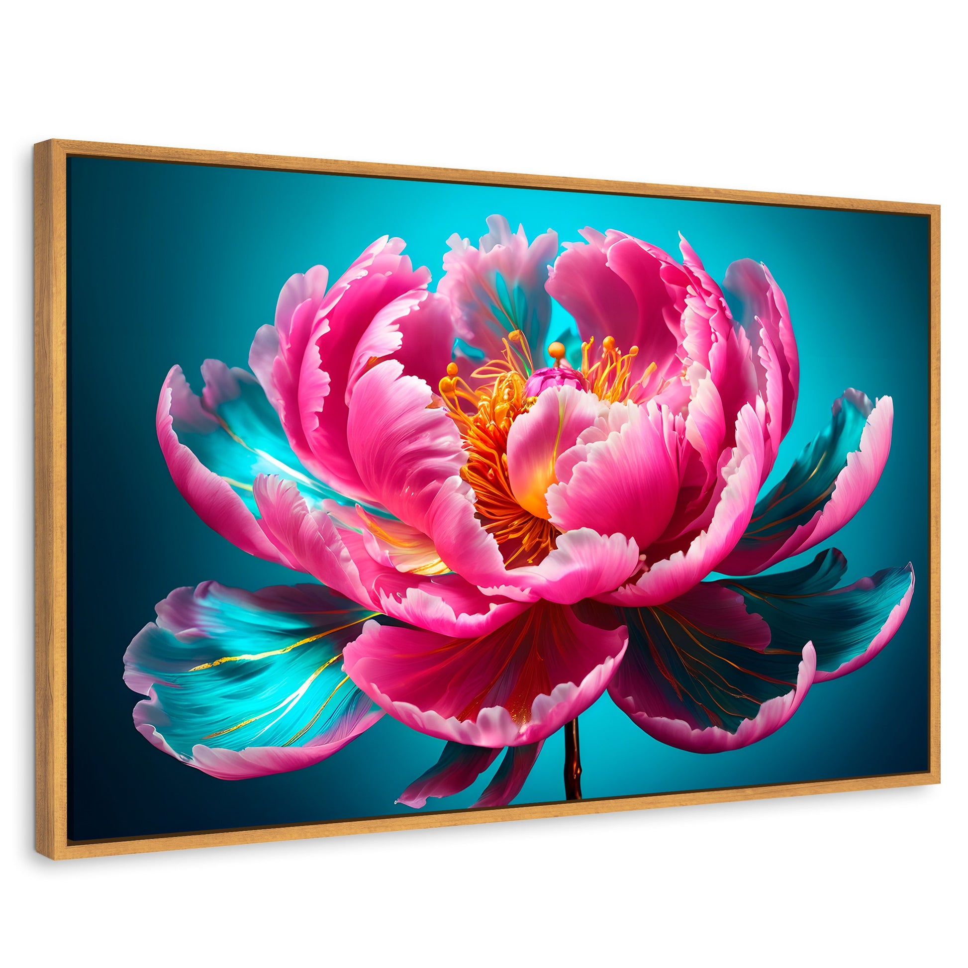 Cuadros Decorativos Canvas Revolution | Peonia Radiante | Rectangular | Portada | Marco Madera