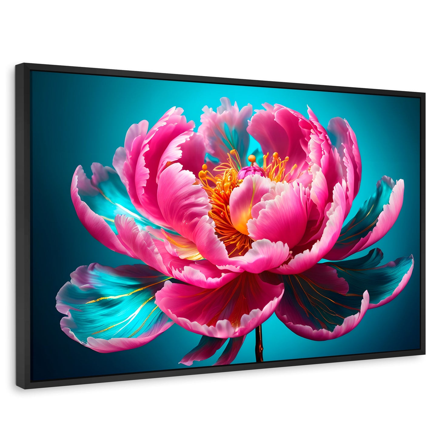 Cuadros Decorativos Canvas Revolution | Peonia Radiante | Rectangular | Portada | Marco Negro