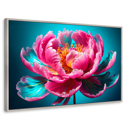 Cuadros Decorativos Canvas Revolution | Peonia Radiante | Rectangular | Portada | Marco Plateado