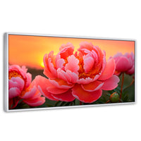 Cuadros Decorativos Canvas Revolution | Peonia Rosa Eterno | Panoramico | Portada | Marco Blanco