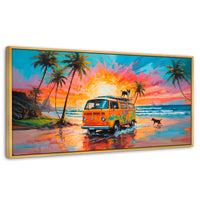 Cuadros Decorativos Canvas Revolution | Perros Playeros | Panoramico | Portada | Marco Dorado