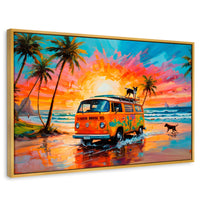 Cuadros Decorativos Canvas Revolution | Perros Playeros | Rectangular | Portada | Marco Dorado