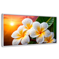 Cuadros Decorativos Canvas Revolution | Plumeria Luz Serena | Panoramico | Portada | Marco Blanco
