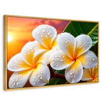 Cuadros Decorativos Canvas Revolution | Plumeria Luz Serena | Rectangular | Portada | Marco Dorado