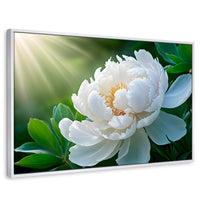 Cuadros Decorativos Canvas Revolution | Rayos De Peonia | Rectangular | Portada | Marco Blanco