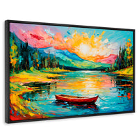 Cuadros Decorativos Canvas Revolution | Reflejos Bote Lago | Rectangular | Portada | Marco Negro