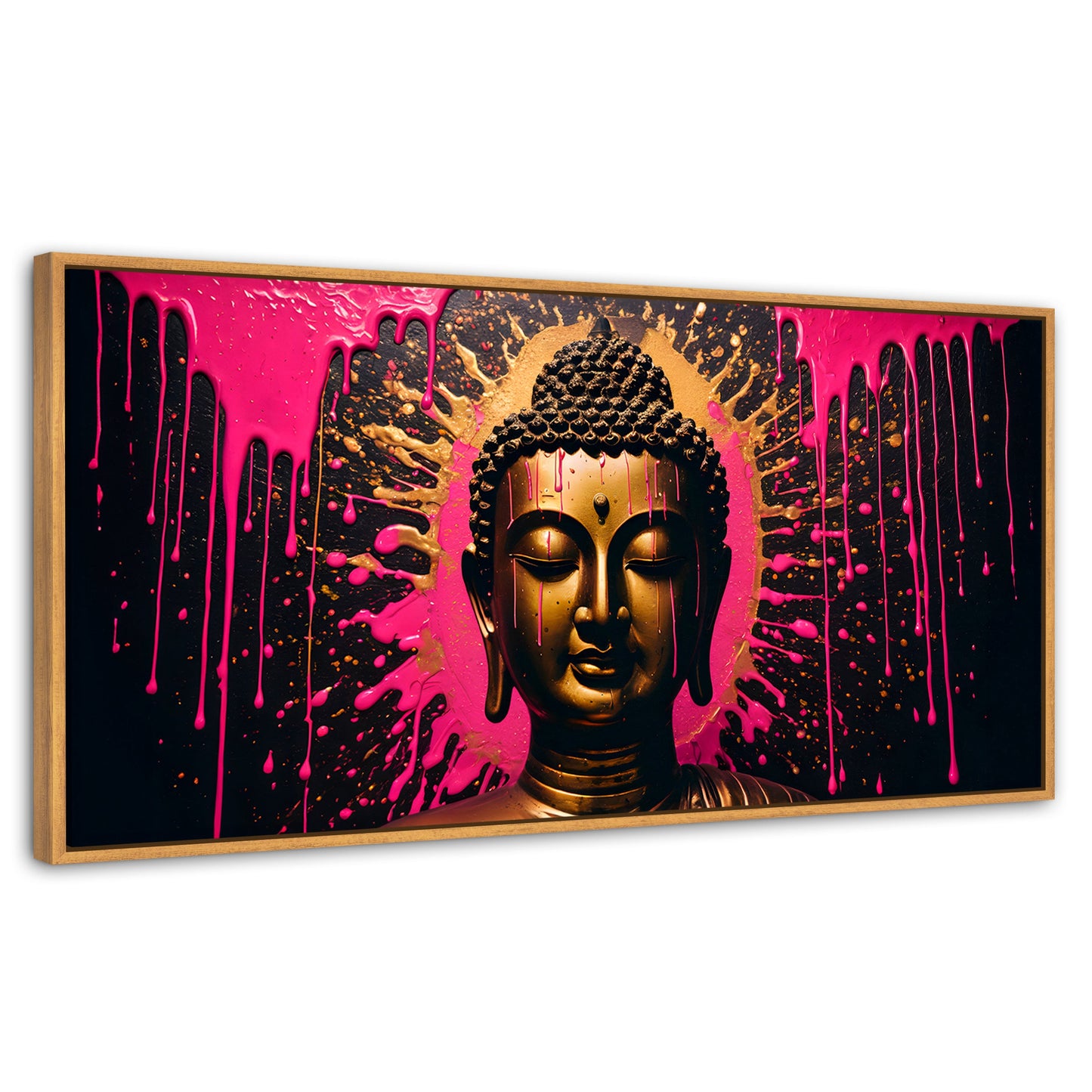 Cuadros Decorativos Canvas Revolution | Reflejos Oro Rosa | Panoramico | Portada | Marco Negro