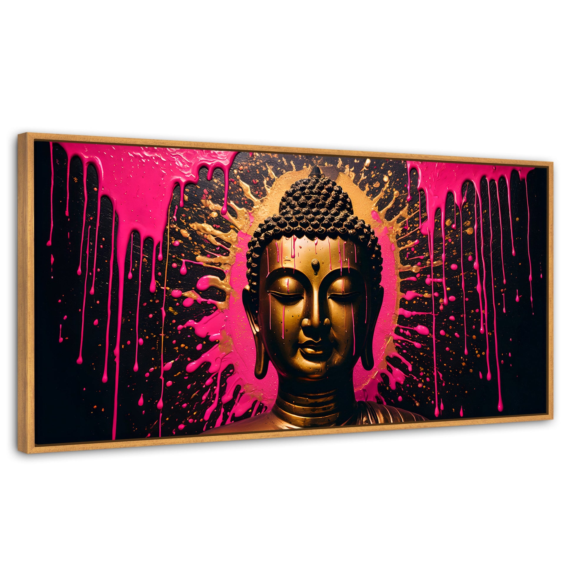 Cuadros Decorativos Canvas Revolution | Reflejos Oro Rosa | Panoramico | Portada | Marco Negro