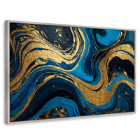 Cuadros Decorativos Canvas Revolution | Remolinos Zafiro | Rectangular | Portada | Marco Plateado
