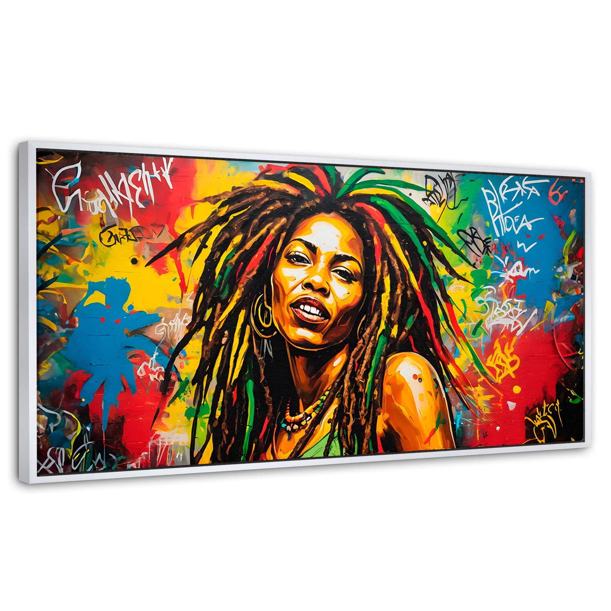 Cuadros Decorativos Canvas Revolution | Retrato Rasta Urban | Panoramico | Portada | Marco Blanco