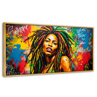 Cuadros Decorativos Canvas Revolution | Retrato Rasta Urban | Panoramico | Portada | Marco Dorado