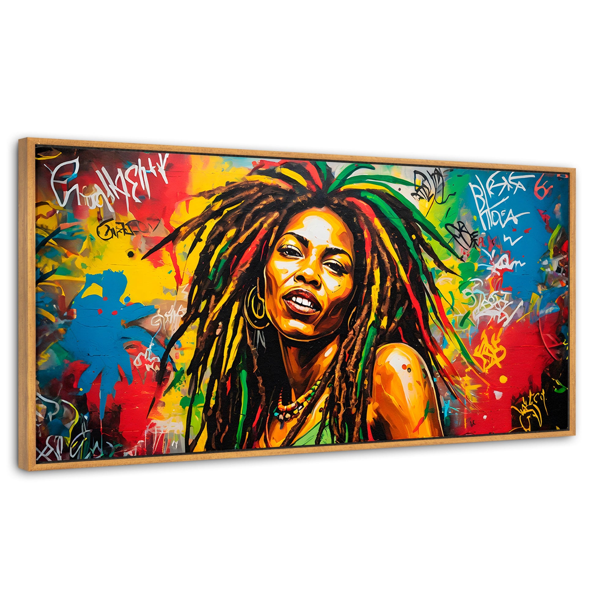 Cuadros Decorativos Canvas Revolution | Retrato Rasta Urban | Panoramico | Portada | Marco Madera