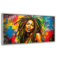 Cuadros Decorativos Canvas Revolution | Retrato Rasta Urban | Panoramico | Portada | Marco Plateado