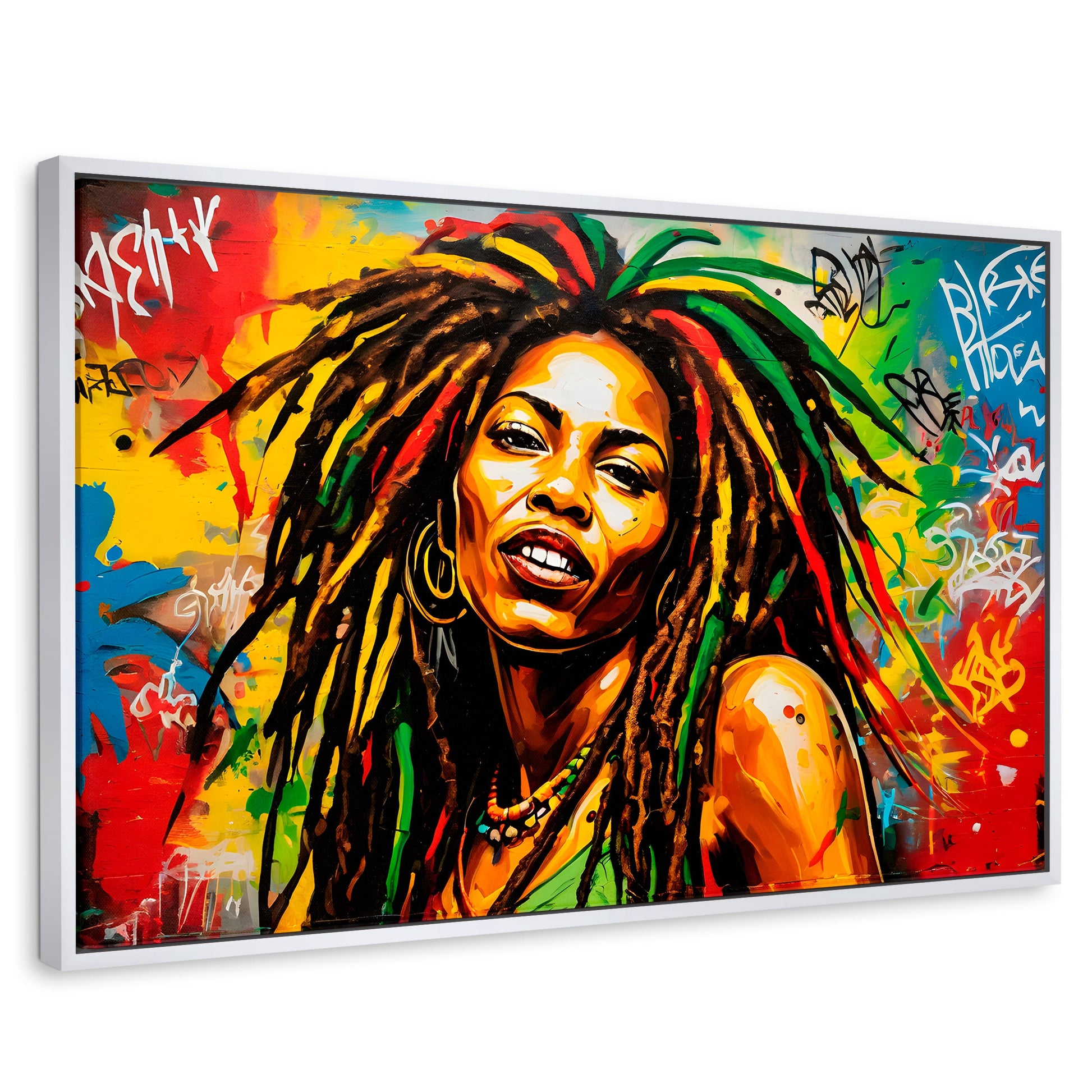 Cuadros Decorativos Canvas Revolution | Retrato Rasta Urban | Rectangular | Portada | Marco Blanco