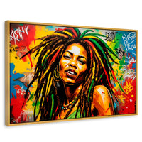 Cuadros Decorativos Canvas Revolution | Retrato Rasta Urban | Rectangular | Portada | Marco Dorado