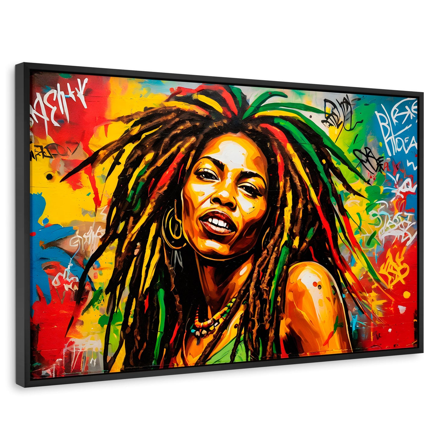 Cuadros Decorativos Canvas Revolution | Retrato Rasta Urban | Rectangular | Portada | Marco Negro