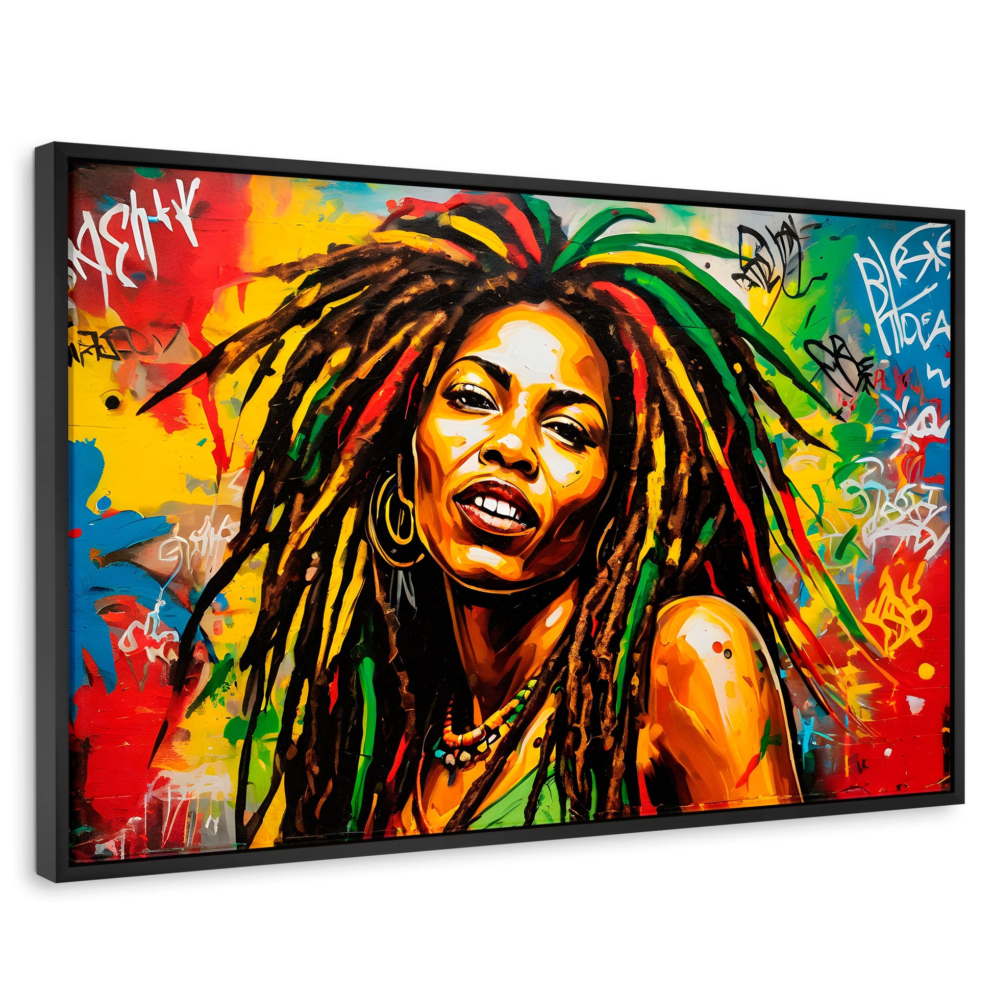 Cuadros Decorativos Canvas Revolution | Retrato Rasta Urban | Rectangular | Portada | Marco Negro