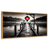 Cuadros Decorativos Canvas Revolution | Rojo En El Muelle | Panoramico | Portada | Marco Negro