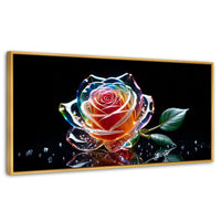 Cuadros Decorativos Canvas Revolution | Rosa Cristal Puro | Panoramico | Portada | Marco Dorado