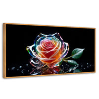 Cuadros Decorativos Canvas Revolution | Rosa Cristal Puro | Panoramico | Portada | Marco Madera
